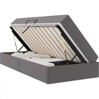 Syfax Aufbewahrungsbett mit Matratze mit Matratze 2 pcs Grau Leder