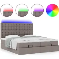 Syfax Ottoman-Bett mit Matratzen & LEDs Taupe 180x200 cm Stoff