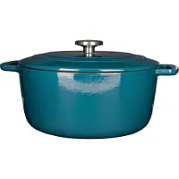 COSY&TRENDY Schmortopf mit Deckel – Gemütlich & Trendig – Fontestic – Emailliertes Gusseisen – 28 cm Durchmesser – 6,15 l – Für alle Herdarten geeignet, inklusive Induktion – Blau