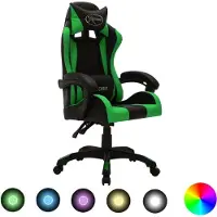 Syfax Gaming-Stuhl mit RGB LED-Leuchten Grün und Schwarz Kunstleder