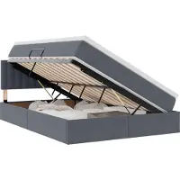 Syfax Aufbewahrungsbett mit Matratze Dunkelgrau 140 x 190 cm Samt
