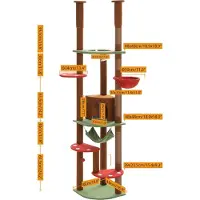 OEM Höhenverstellbarer Katzenbaum, stabiles Design, mehrstufige Plattformen, AMT0119BN, XL