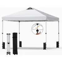 Costway Pavillon 3x3m, Pop-Up Faltpavillon Winterfest, Gartenpavillon mit 4 Sandsäcken, Heringen, Seilen & Rolltasch, Partyzelt Sonnenschutz Weiß