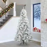 vidaXL "Schlussverkauf" Künstlicher klappbarer Weihnachtsbaum(1 pc) - Kunstbaum/Tannenbaum - Weiß 240 cm PE und PVC C7940