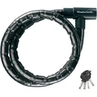 Master Lock Fahrradschloss Kabelschloss, 8115EURDPS, 22 mm Stahlglieder, 1.2 m, Schwarz