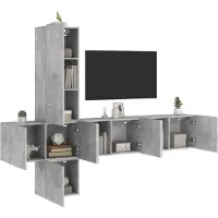 vidaXL 5-tlg. Wohnwand Betongrau Holzwerkstoff 3216460