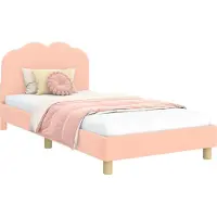 Syfax Kinderbettgestell mit Kopfteil Rosa 90 x 190 cm Bouclé