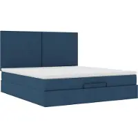Syfax Ottoman-Bett mit Matratze Blau 160x200 cm Stoff