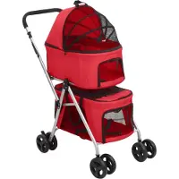 vidaXL Möbel Hundewagen für 2 Hunde Faltbar Rot 83x48x97 cm Oxford-Gewebe - Fahrradanhänger &37264