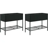 vidaXL Hochbeete mit Ablage 2 Stk. Schwarz 90x40x75 cm Poly Rattan