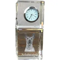 Art-Dog Mexikanischer Nackthund, Xoloitzcuintle, Xolo, Tepeizeuintli - Kristalluhr mit Foto, Hundebild im Kristall, personalisierte Schreibtischuhr von .