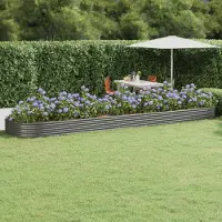 vidaXL Eleganten-Stil Hochbeet Pulverbeschichteter Stahl 600x140x36 cm Grau DE9646055