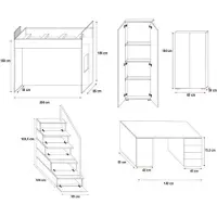 AEA Doppelstockbett Rosa Tisch Schrank Multifunktion Etagen Hochbett Kinderzimmer