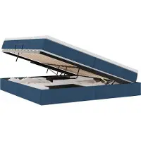 Syfax Aufbewahrungsbett mit Matratze Blau 200 x 200 cm Polyester