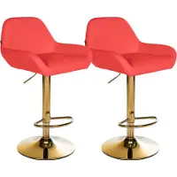 CLP 2er Set Barhocker Braga Gold Kunstleder, Farbe:creme