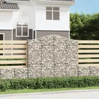 vidaXL "Rabatt" Gabionen mit Hochbogen 5 Stk. - Stabile Konstruktion - 200x30x180/200cm Verzinktes Eisen - Beete CC7258