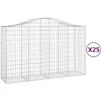 vidaXL Gabionen mit Hochbogen 25Stk. 200x50x120/140cm Verzinktes Eisen
