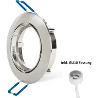 Braytron 20x Ultra Flach Einbaurahmen Rund Schwenkbar Edestahl gebürstet Einbaustrahler Ø80mm Einbautiefe 22mm Deckeneinbaustrahler Einbauleuchte inkl. GU10 Fassung