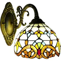StarTech.com Tiffany Wandleuchte, Vintage-Kuppel, handgefertigt für Innen, goldfarbener Schirm, für Wohnzimmer, Treppenhaus, Schlafzimmer