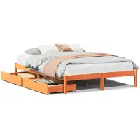 Syfax Massivholzbett ohne Matratze Wachsbraun 135x190 cm Kiefernholz