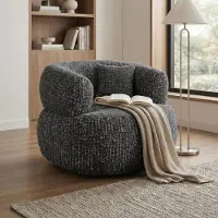 Beautysofa SESSEL Laila, Drehsessel mit runder Form, Schwarz, Geflecht-Stoff