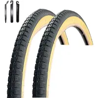 Bike-parts maxxi4you 2 x VEE Rubber V015 14" Fahrradreifen Schwarz/Gumwall 44-288 (14 x 1 3/8 x 1 5/8) inkl. maxxi4you Reifenheber