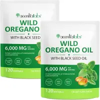 P-Beauty Oregano Öl Kapseln 6000 mg 300mg Oreganoöl 200mg Schwarzkümmelöl, 2x 120 Softgels