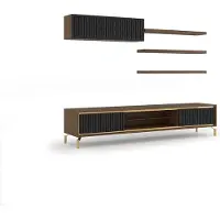 AEA Komplett Wohnwand Wandschrank Holzmöbel Modern Set 5tlg 3x Wandregale Neu