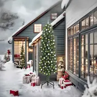 vidaXL "Schlussverkauf" Künstlicher Weihnachtsbaum(1 pc) - Kunstbaum/Tannenbaum - mit 300 LEDs mit Ständer Grün 240 cm C7297