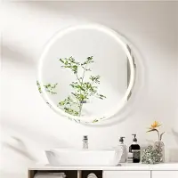 Costway Badspiegel mit Anti-Beschlage Spiegelheizung und Anzeige, LED-Spiegel dimmbar, Badezimmerspiegel 3000K-6500K Wandspiegel (81 x 81 x 4 cm)