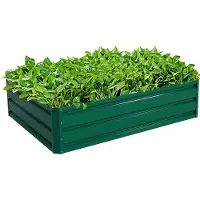 Costway Hochbeet Stahl, Rechteckiges Pflanzkasten, Erhöhtes Gartenbeet, Frühbeet für Gemüse Blumen Kräuter, Blumenbeet Pflanzbeet Grün 120x90x30,5 cm