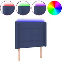 Syfax LED Kopfteil Blau 83x16x118/128 cm Stoff