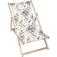 Dreamroots Liegestuhl klappbar Holz, Buchenholz bis zu 130 kg, Sonnenliege klappbar mit 3-stufiger Neigungsregulierung der Rückenlehne, Winter Roses