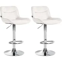 CLP 2er Set Barhocker Vonore Samt, Farbe:creme, Gestell Farbe:weiß