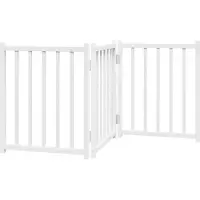 vidaXL 3-tlg. Hundetor Faltbar Weiß 150 cm Massivholz Tanne