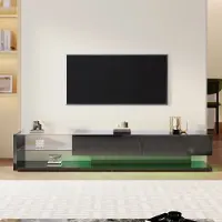 Treeboy TV-Schränke, Lowboards, Hochglanz-Wohnzimmermöbel, Glastrennwände und variable LED-Beleuchtung, verbindet natürlichen, rustikalen Stil mit modernem Design