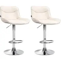 CLP 2er Set Barhocker Vonore Kunstleder chrom - creme