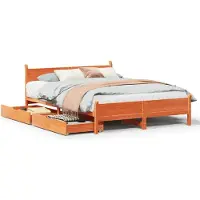 Syfax Massivholzbett ohne Matratze Wachsbraun 135x190 cm Kiefernholz
