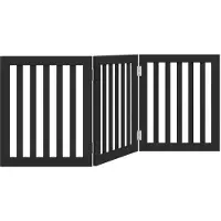 Syfax 3-tlg. Hundetor Faltbar Schwarz 150 cm Pappelholz