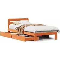 Syfax Massivholzbett ohne Matratze Wachsbraun 90x190 cm Kiefernholz