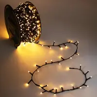 Spetebo Außen Lichterkette auf Trommel soft gold 22 m mit Stecker - 750 LED - Weihnachtslichterkette mit Dual Timer und 8 Funktionen