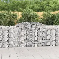 Prolenta Maison Exclusive - Gabionen mit Hochbogen 2 Stk. 300x30x100/120cm Verzinktes Eisen