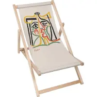 Dreamroots Liegestuhl klappbar Holz, bis zu 130 kg, Sonnenliege klappbar mit 3-stufiger Neigungsregulierung der Rückenlehne, Picasso Abstract 3