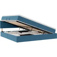 Syfax LED-Speicherbett mit Matratze Dunkelblau 200 x 200 cm Samt