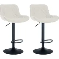 CLP 2er Set Barhocker Minosa 360 drehbar mit Fußstütze | Farbe creme Material Stoff