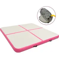 The Living Store Aufblasbare Gymnastikmatte mit Pumpe 200x200x10 cm PVC Rosa
