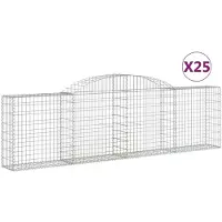 vidaXL Gabionen mit Hochbogen 25 Stk. 300x30x80/100cm Verzinktes Eisen