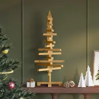 vidaXL "Schlussverkauf" Holz Weihnachtsbaum(1 pc) - Kunstbaum/Tannenbaum - mit Ständer Braun 90 cm Massivholz Kiefer C8120