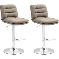 CLP 2er Set Barhocker Damar Stoff chrom - dunkelgrau