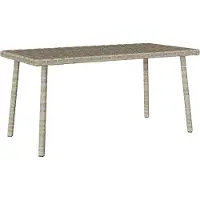 Syfax Garten-Couchtisch Rechteckig Hellgrau 80x40x37 cm Poly Rattan